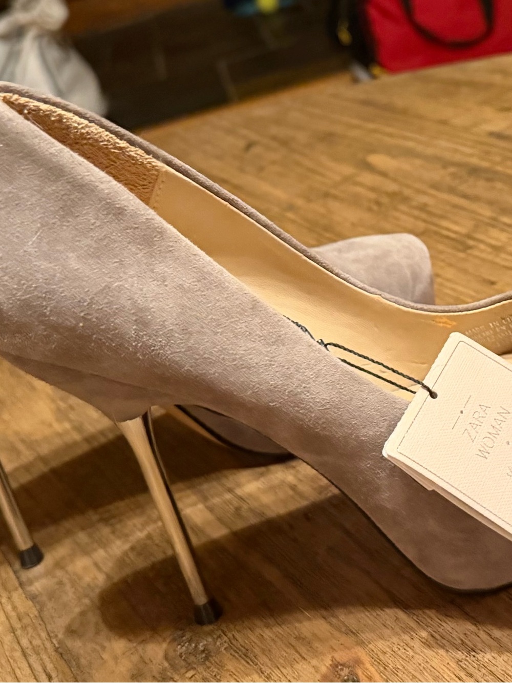 Zara Grey/Taupe Suede Pointed-Toe with Silver Stiletto Heels size 6.5